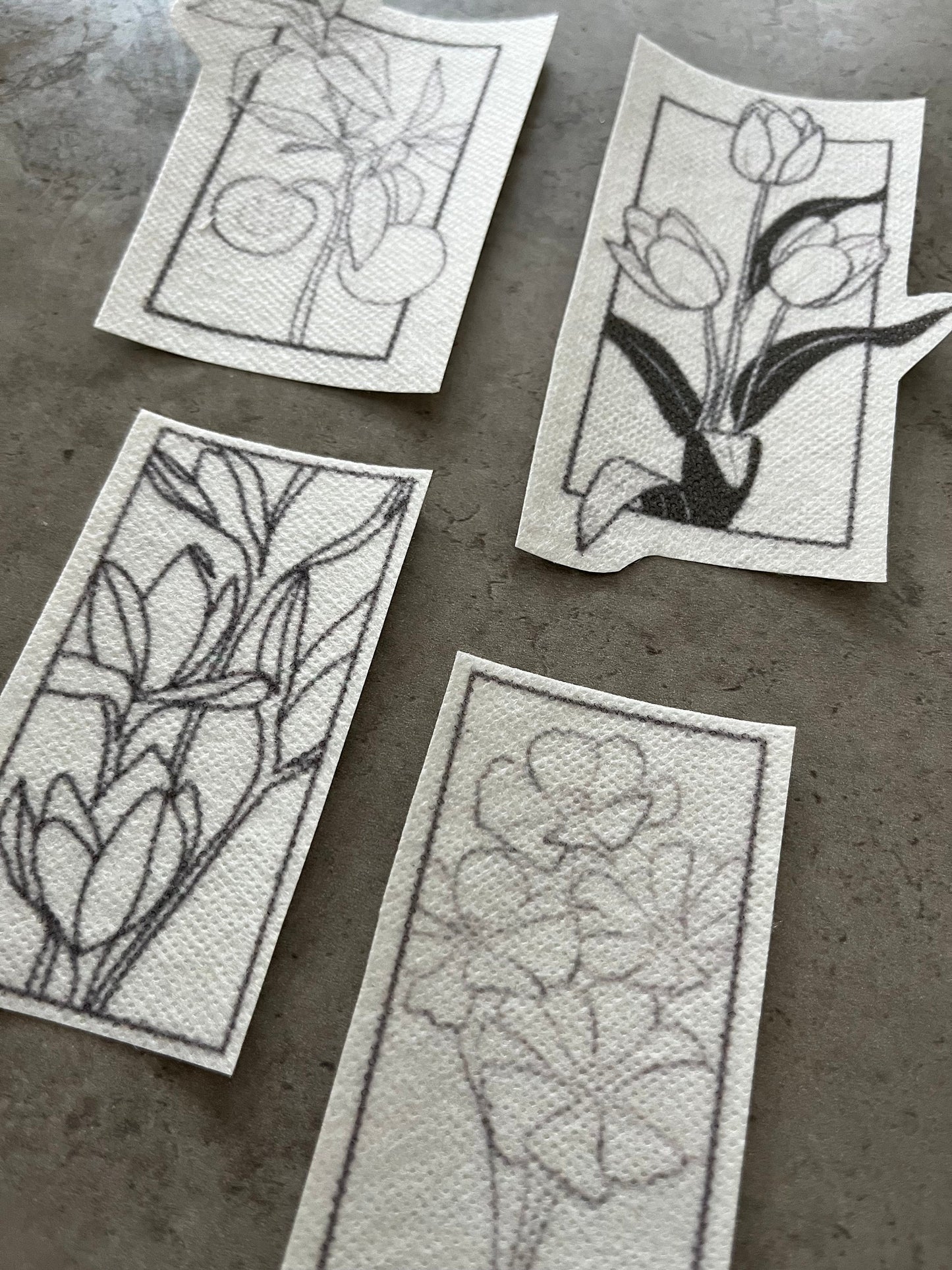 Floral Embroidery stickers | Heart embroidery stickers| Stick and stitch embroidery | Water-soluble stickers