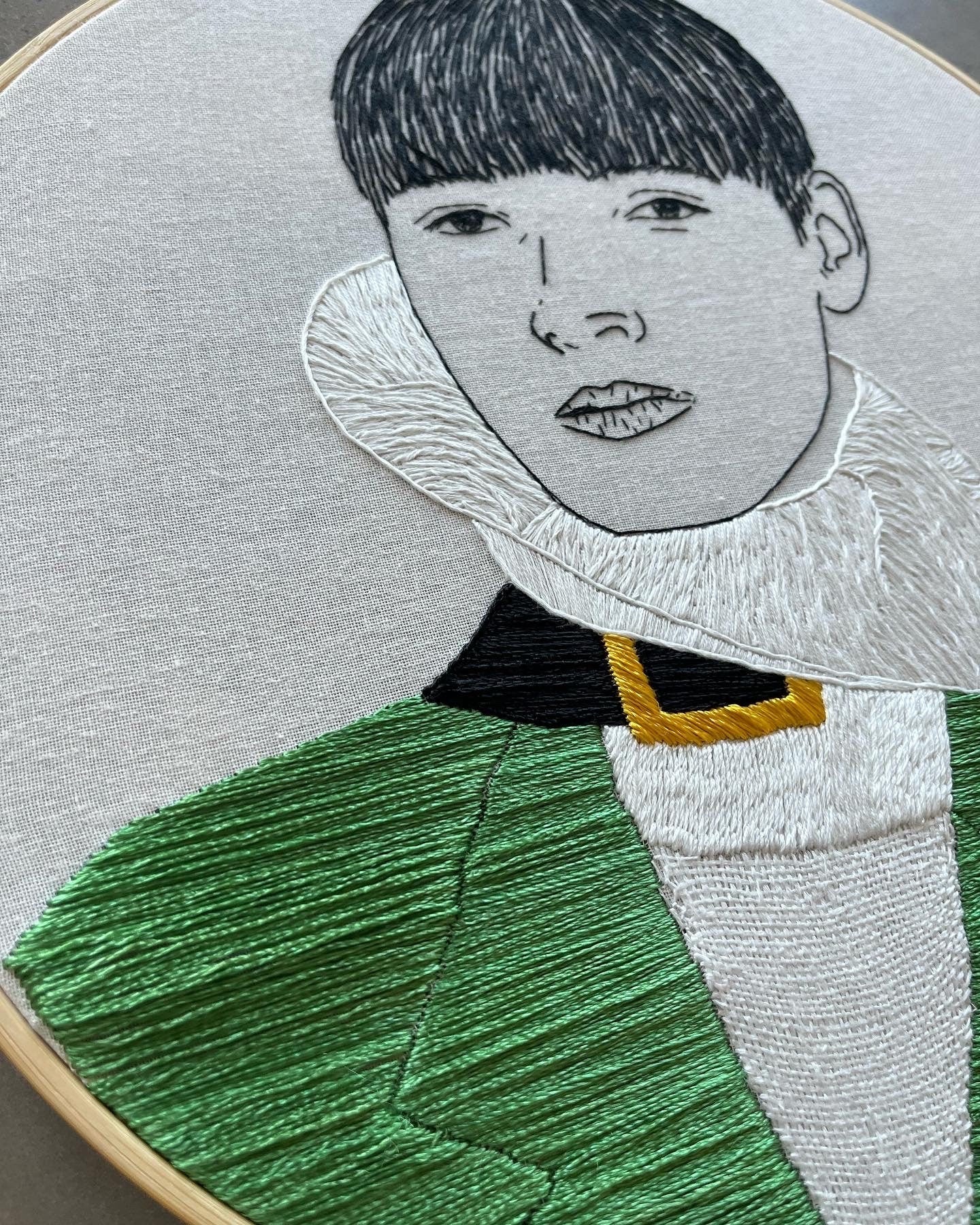 Hand-Embroidered Male Portrait, Unique Fiber Art, One-of-a-Kind Wall Decor|Hand embroidered portrait