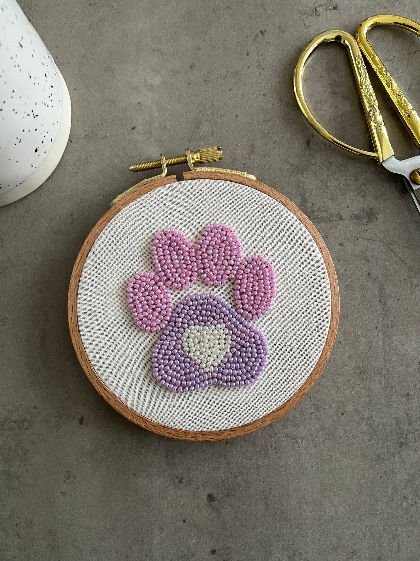 Pet embroidery hoop | Dog paw hand embroidered hoop| Unique Pet gift | Hand embroidered hoop