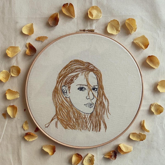 Hand embroidered poartrait, hand embroidery , wall decor, wall hanging