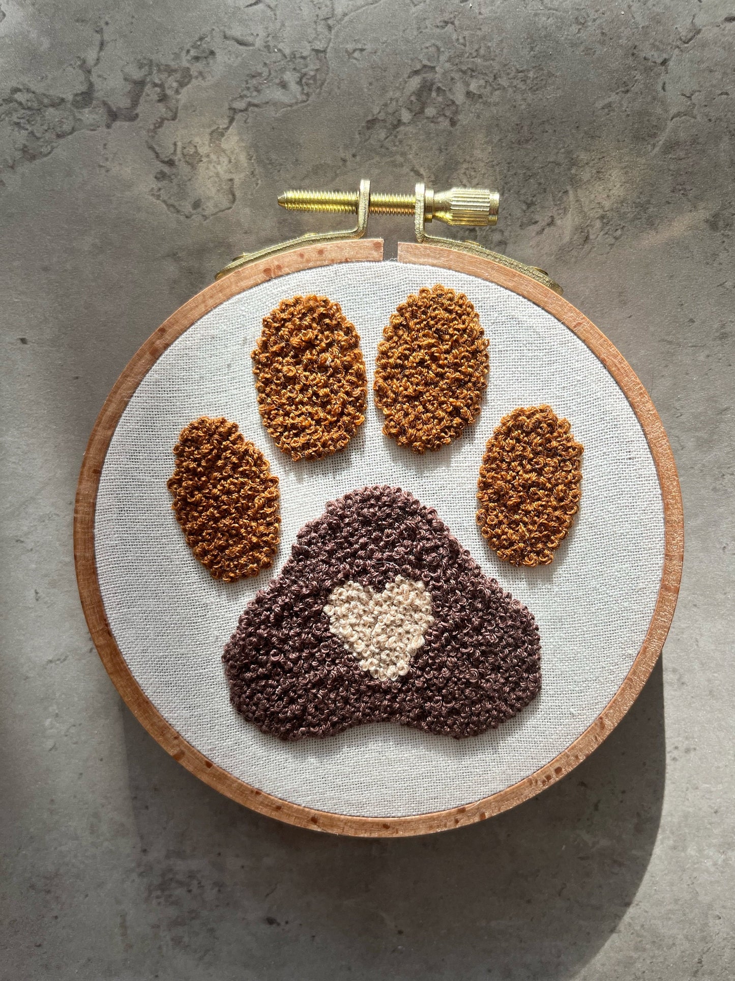 Dog paw hand embroidered hoop| Unique Pet gift | Hand embroidered hoop