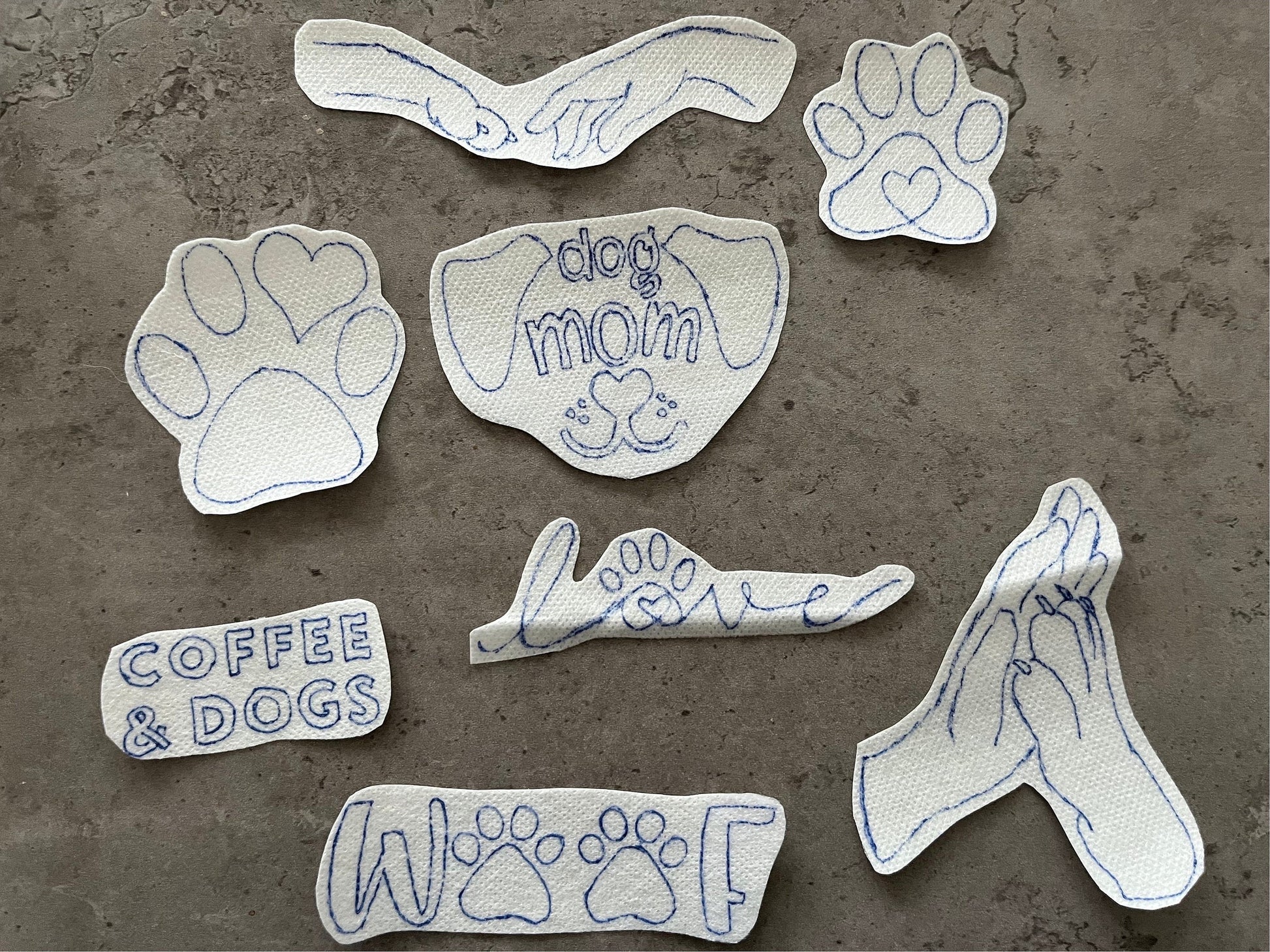 dog stickers, embroidery stickers