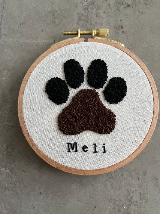 Custom pet embroidery| Dog paw hand embroidered hoop| Unique Pet gift | Hand embroidered hoop