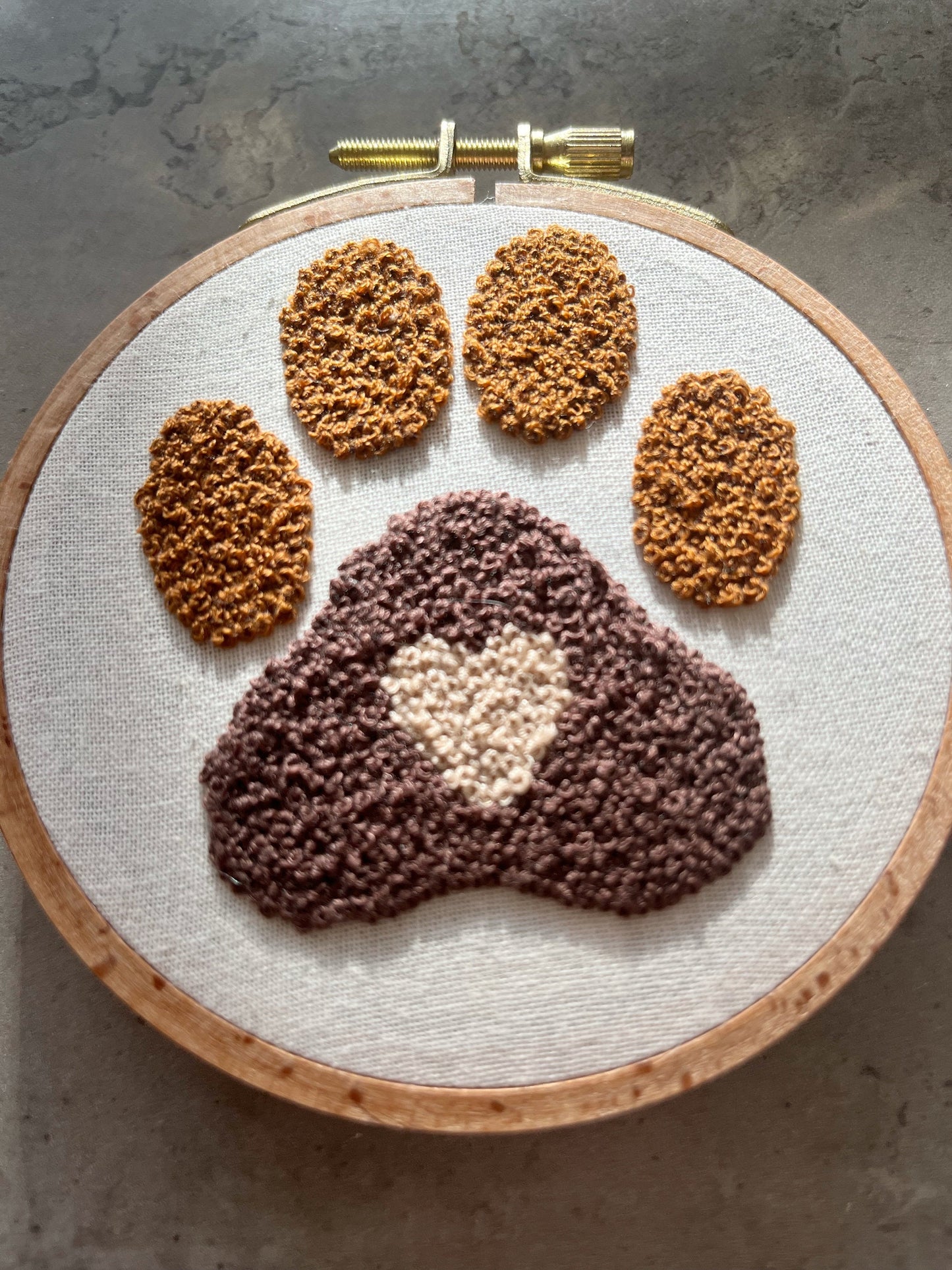 Dog paw hand embroidered hoop| Unique Pet gift | Hand embroidered hoop