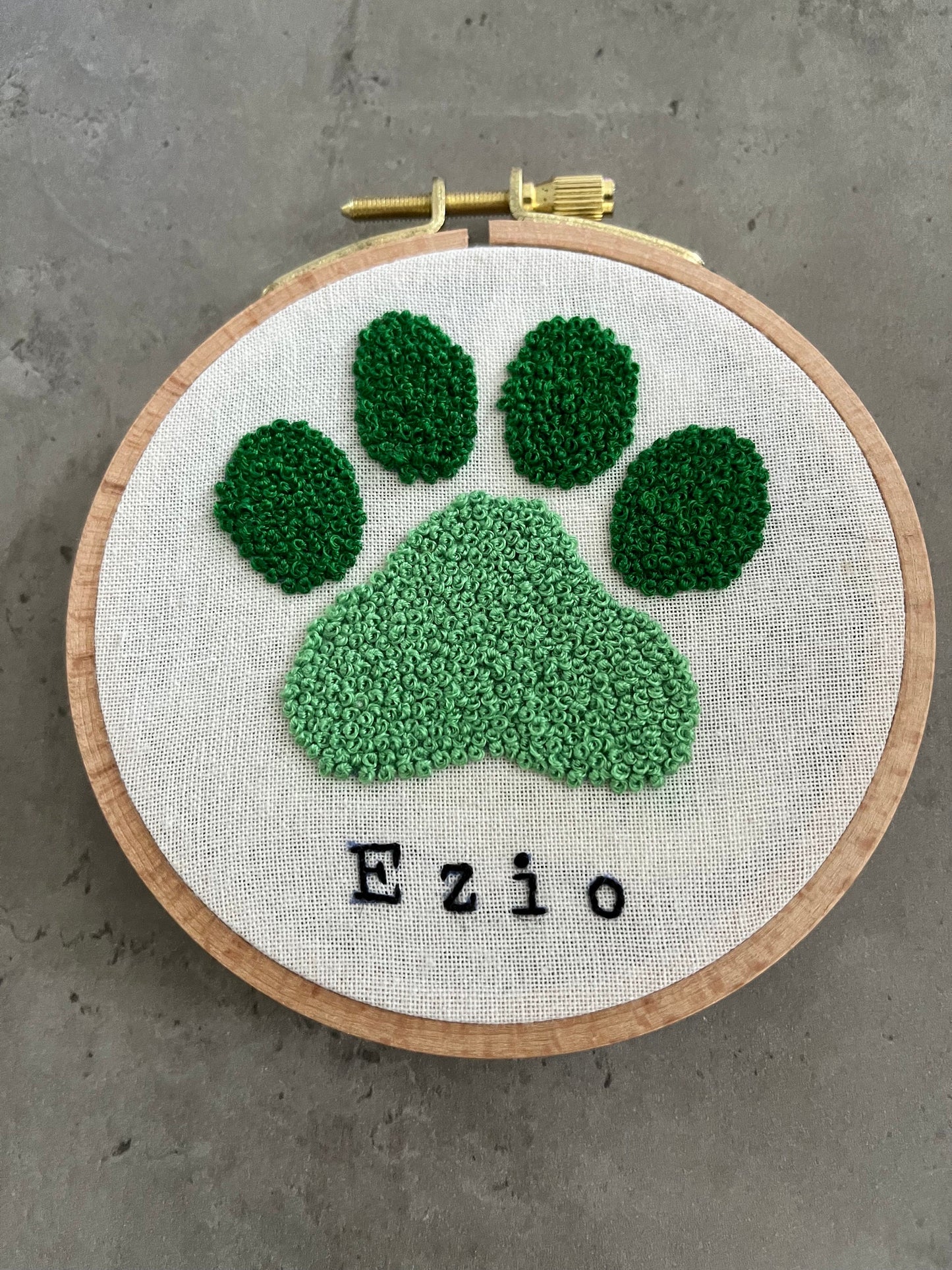Custom pet embroidery| Dog paw hand embroidered hoop| Unique Pet gift | Hand embroidered hoop