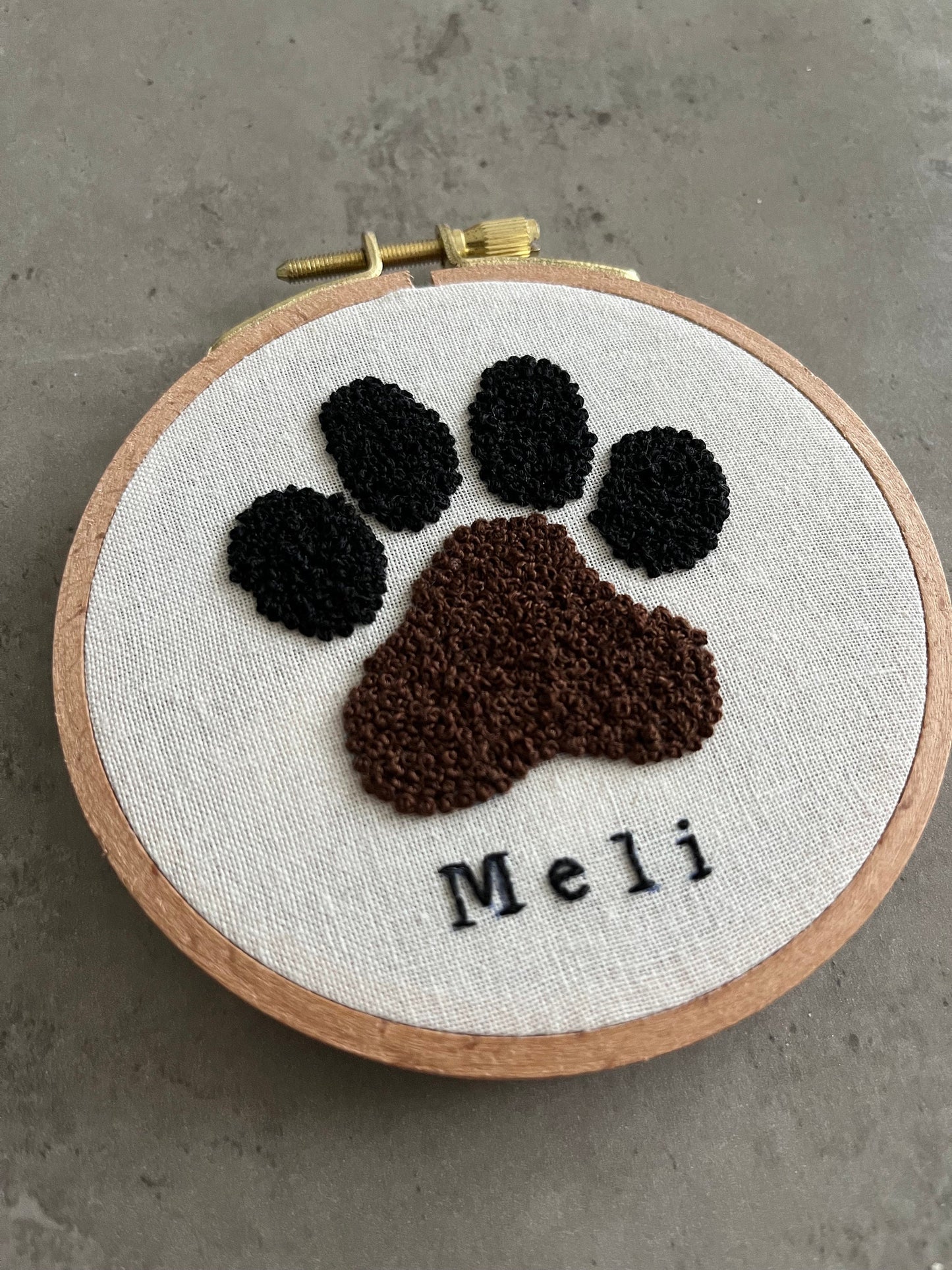 Custom pet embroidery| Dog paw hand embroidered hoop| Unique Pet gift | Hand embroidered hoop