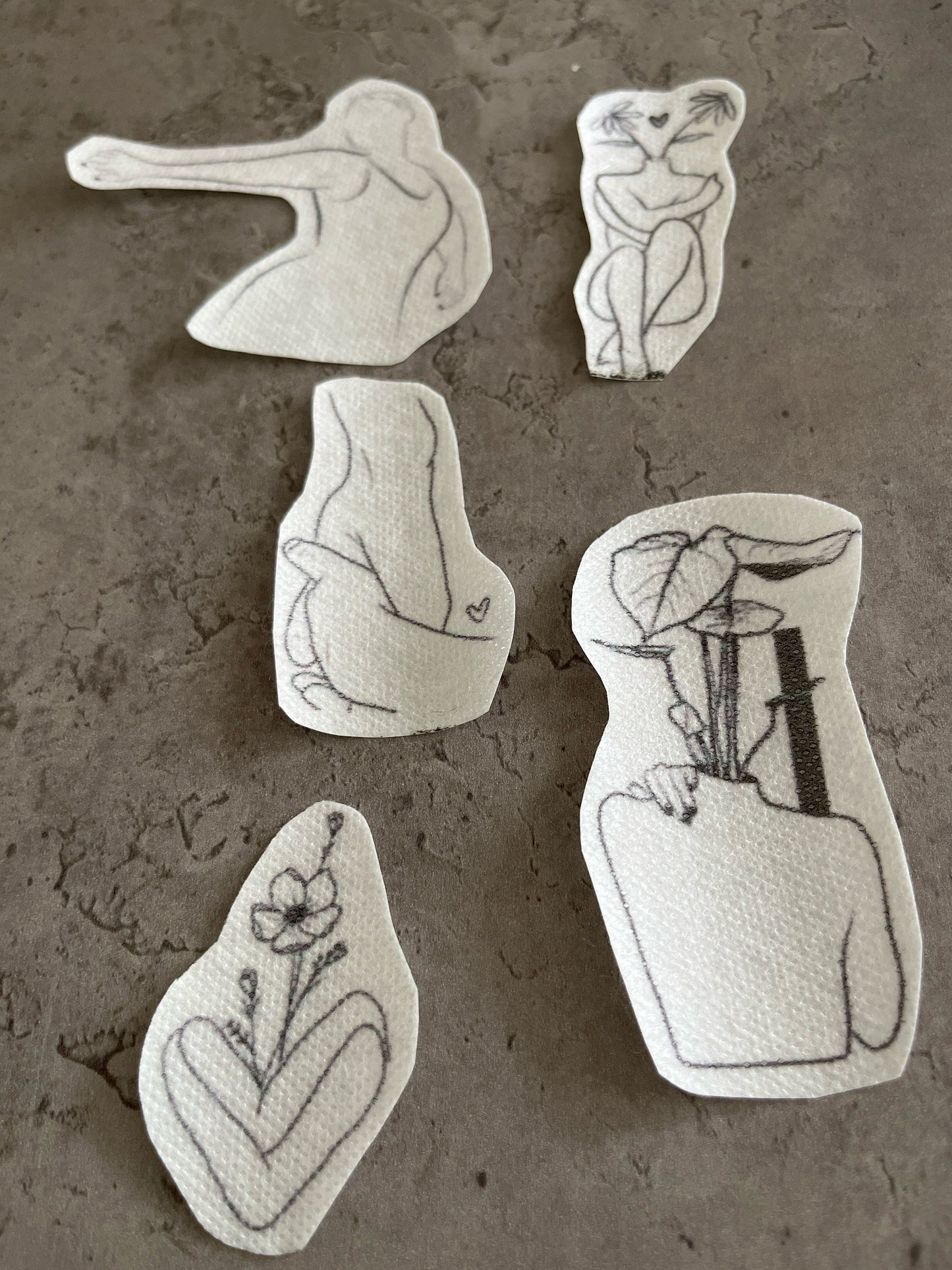 Female figures Stick and Stitch stickers | Embroidery stickers |Hand embroidery stickers | Water soluble stickers| Solvy stickers