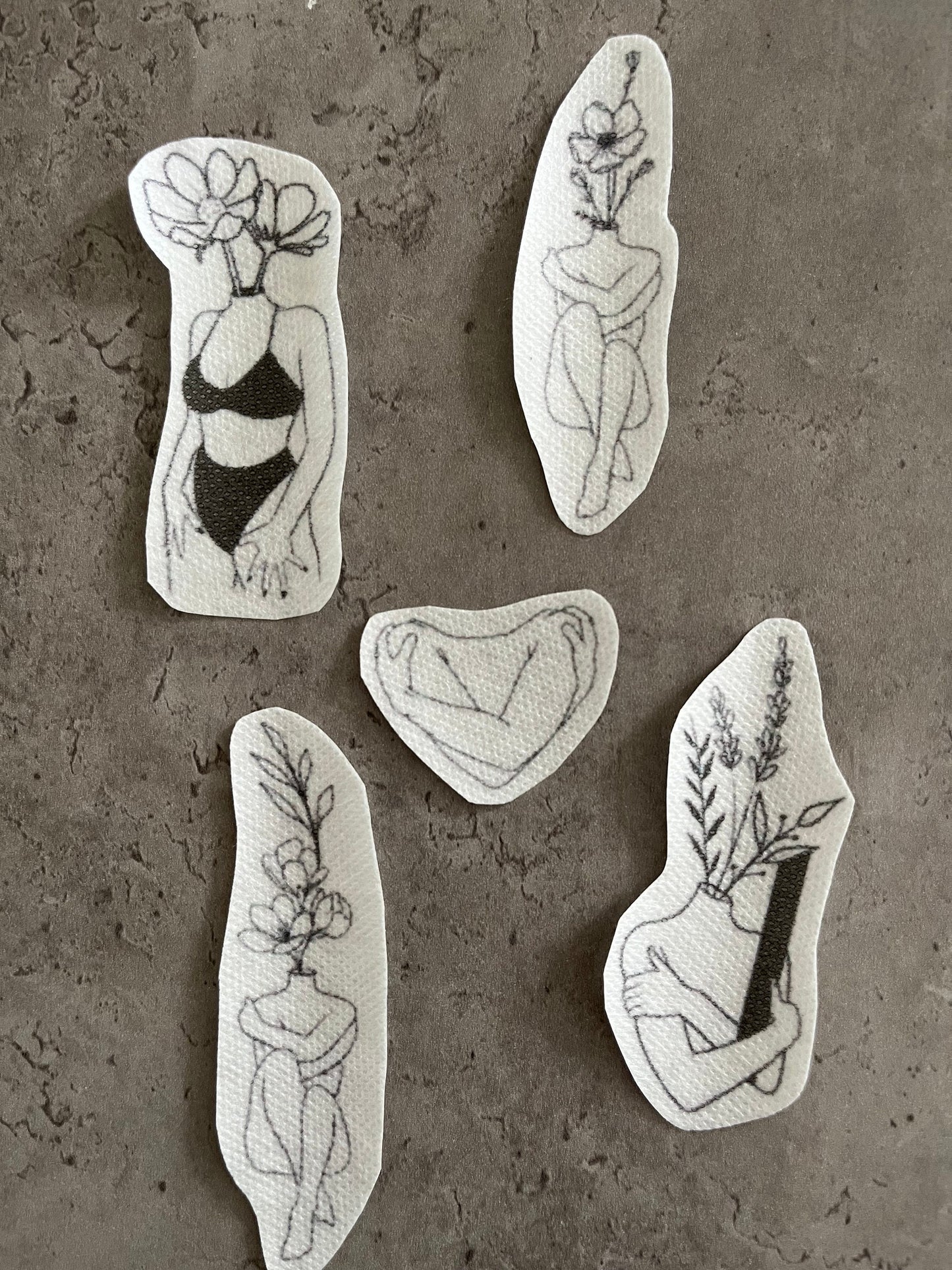 Female figures Stick and Stitch stickers | Embroidery stickers |Hand embroidery stickers | Water soluble stickers| Solvy stickers