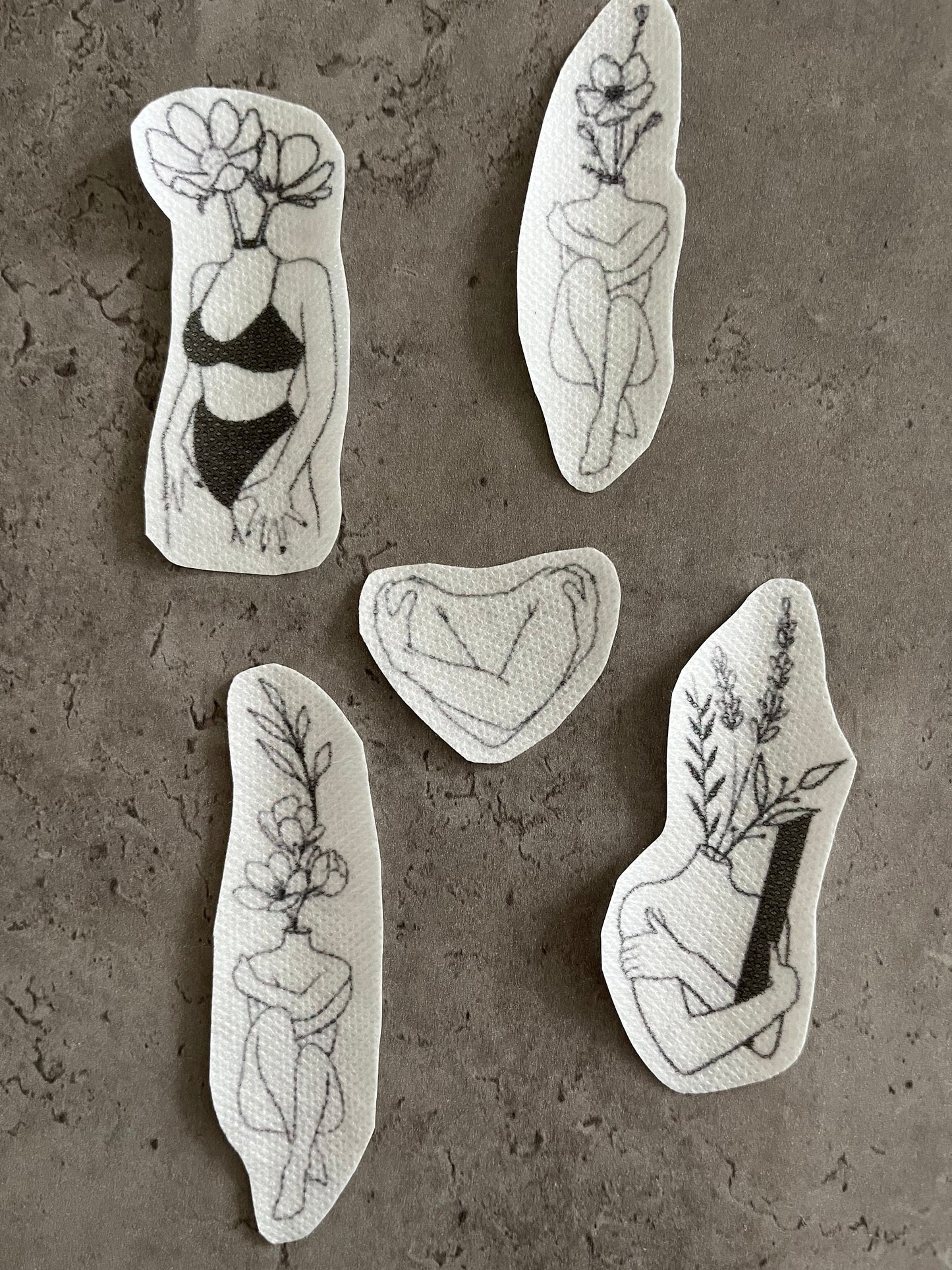 Female figures Stick and Stitch stickers | Embroidery stickers |Hand embroidery stickers | Water soluble stickers| Solvy stickers