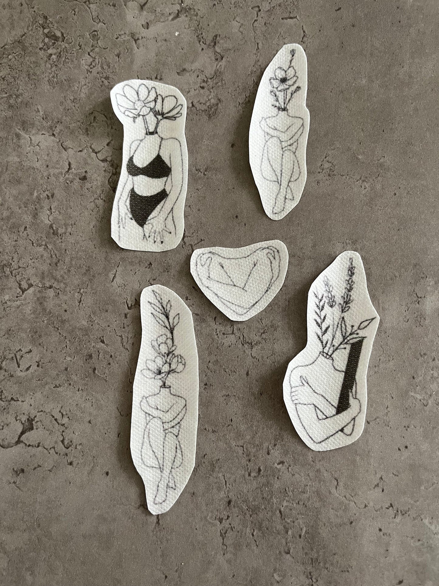Female figures Stick and Stitch stickers | Embroidery stickers |Hand embroidery stickers | Water soluble stickers| Solvy stickers