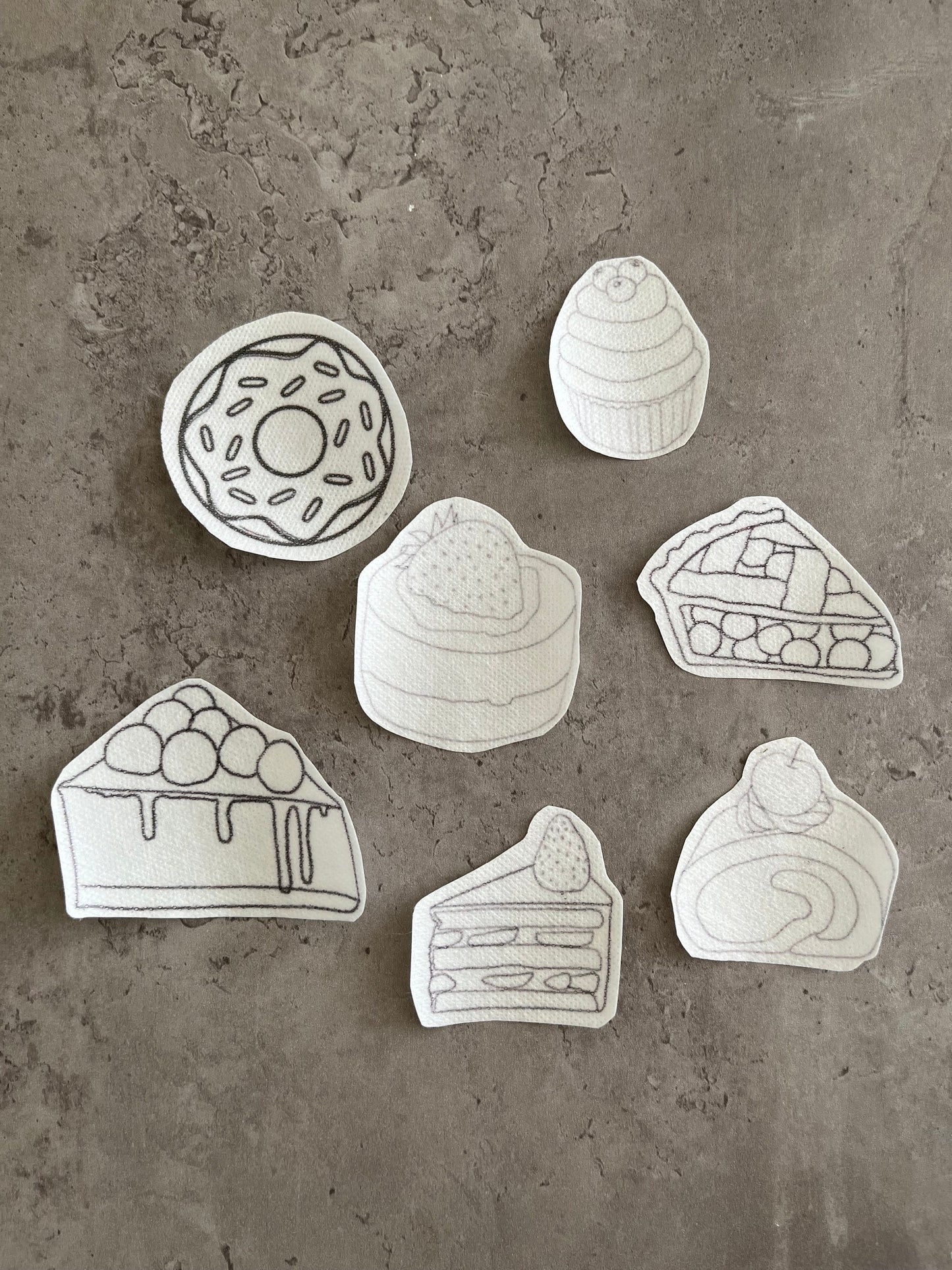 Sweets and desserts Embroidery stickers | Hand embroidery stickers| Stick and stitch embroidery | Water-soluble stickers