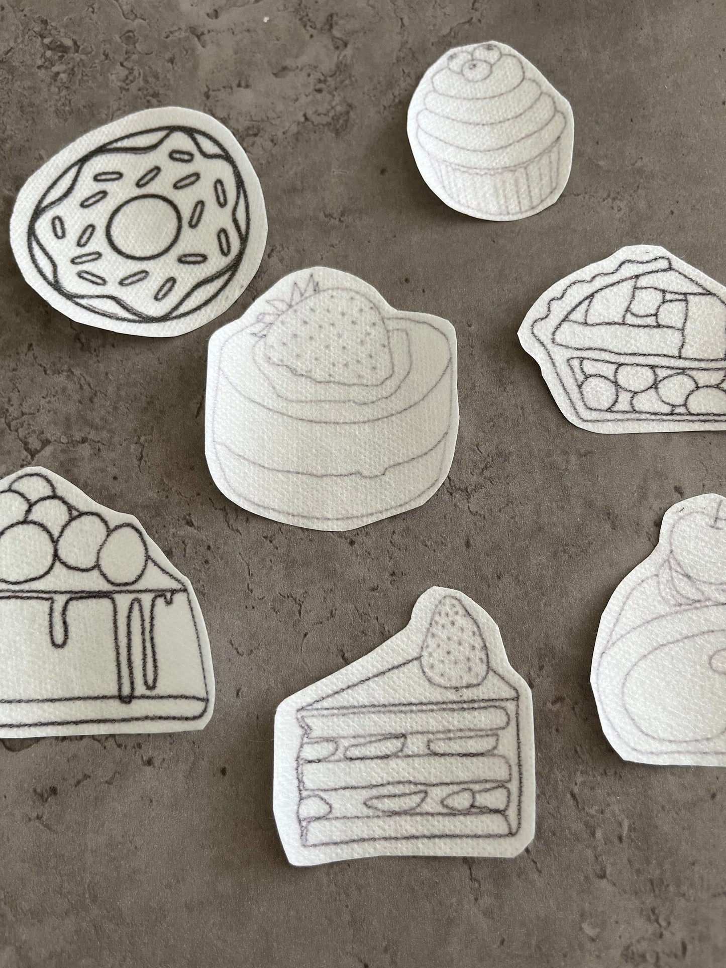Sweets and desserts Embroidery stickers | Hand embroidery stickers| Stick and stitch embroidery | Water-soluble stickers
