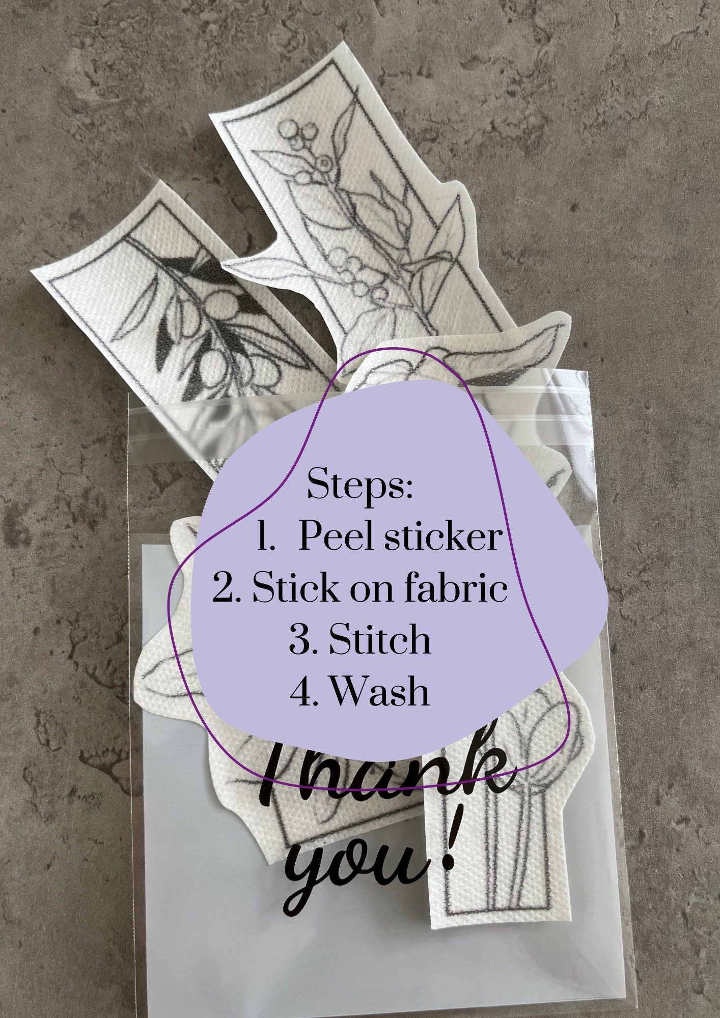 Floral Embroidery stickers | Heart embroidery stickers| Stick and stitch embroidery | Water-soluble stickers