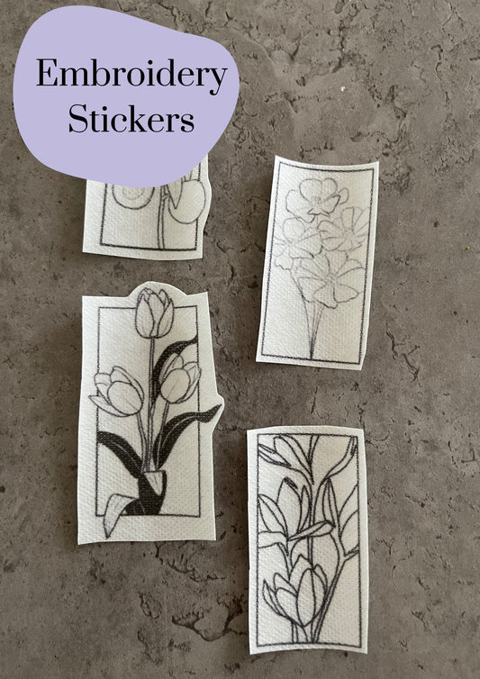Floral Embroidery stickers | Heart embroidery stickers| Stick and stitch embroidery | Water-soluble stickers