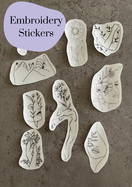 Female figures Stick and Stitch stickers | Embroidery stickers |Hand embroidery stickers | Water soluble stickers| Solvy stickers