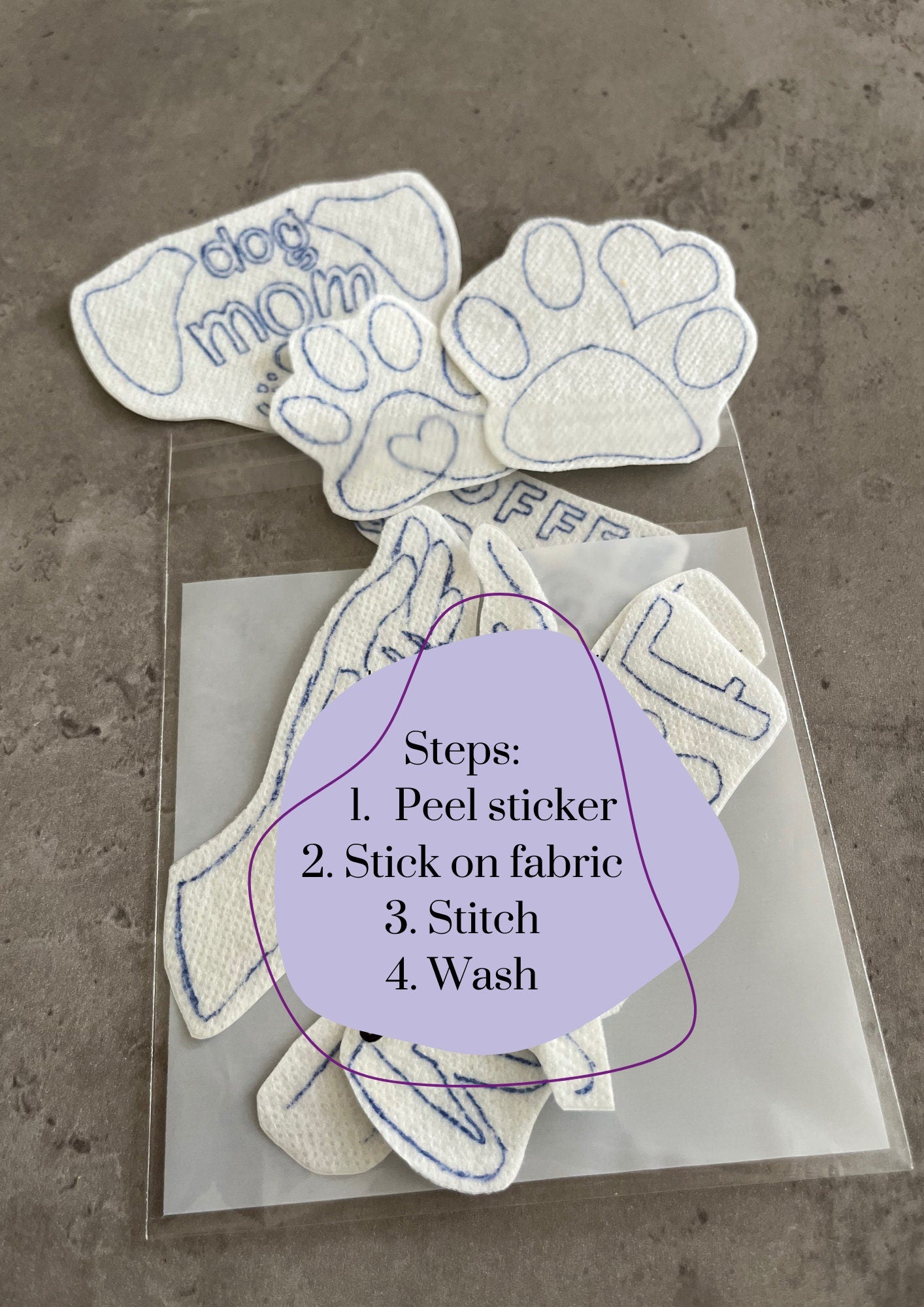 Dog Embroidery stickers | Hand embroidery stickers| Stick and stitch embroidery | Water-soluble stickers