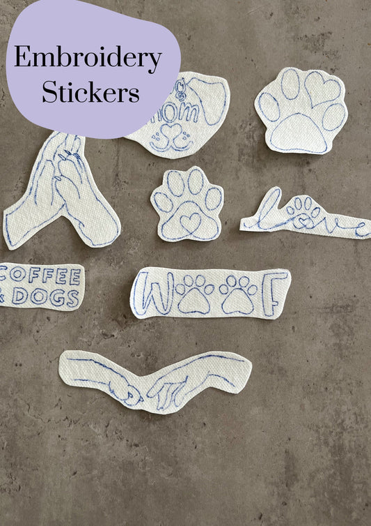 Dog Embroidery stickers | Hand embroidery stickers| Stick and stitch embroidery | Water-soluble stickers