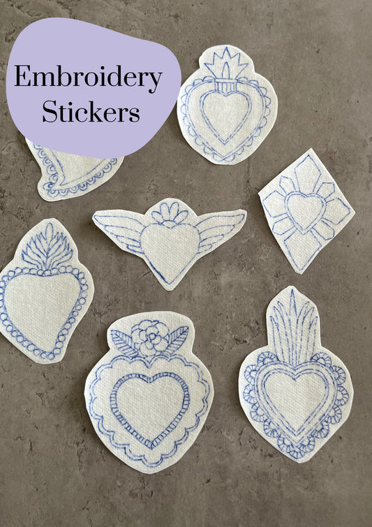 Embroidery stickers | Heart embroidery stickers| Stick and stitch embroidery | Water-soluble stickers