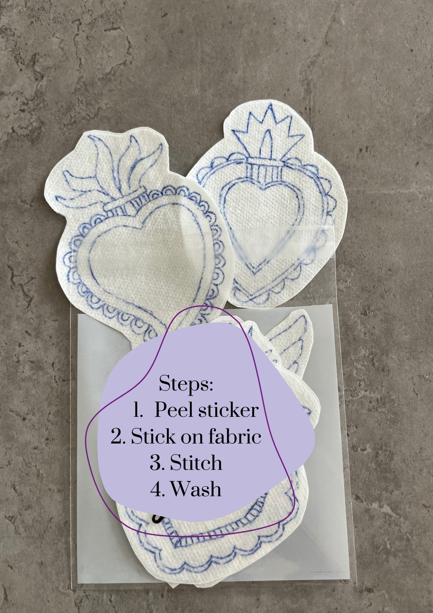 Embroidery stickers | Heart embroidery stickers| Stick and stitch embroidery | Water-soluble stickers