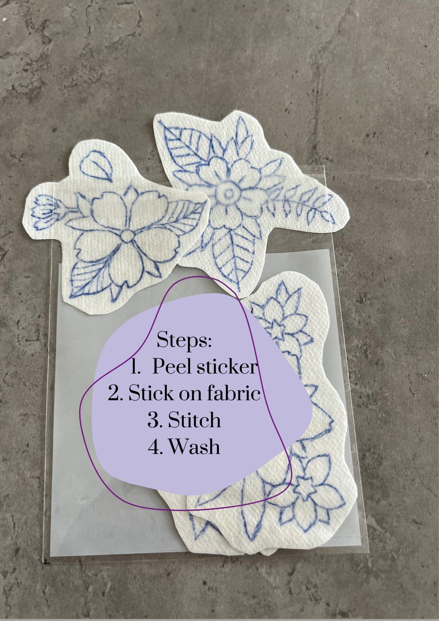 Floral Stick and Stitch stickers | Embroidery stickers |Hand embroidery stickers | Water soluble stickers