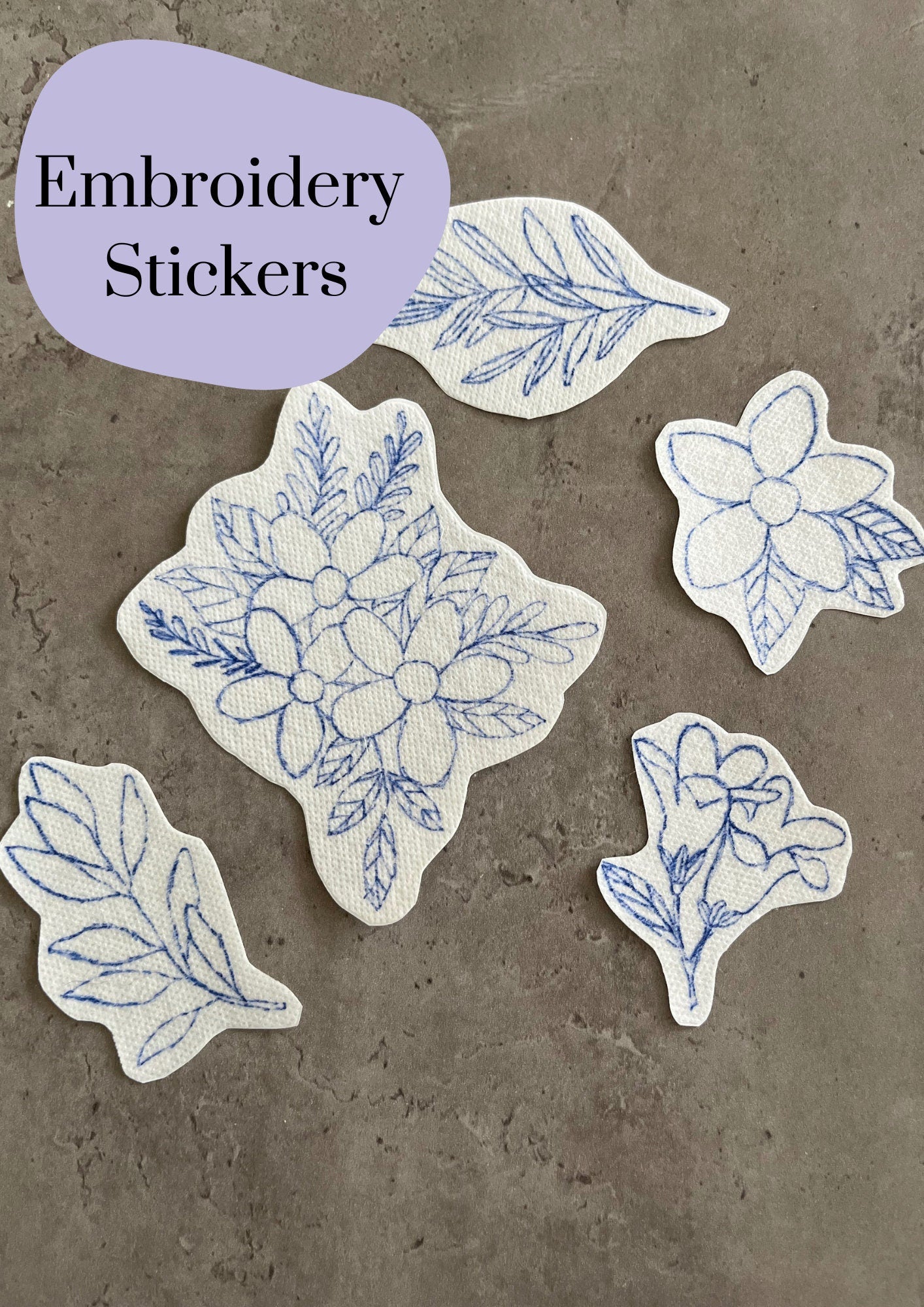 Floral stick and stitch stickers | Water soluble stickers | Hand embroidery stickers |  Embroidery stick and stitch stickers
