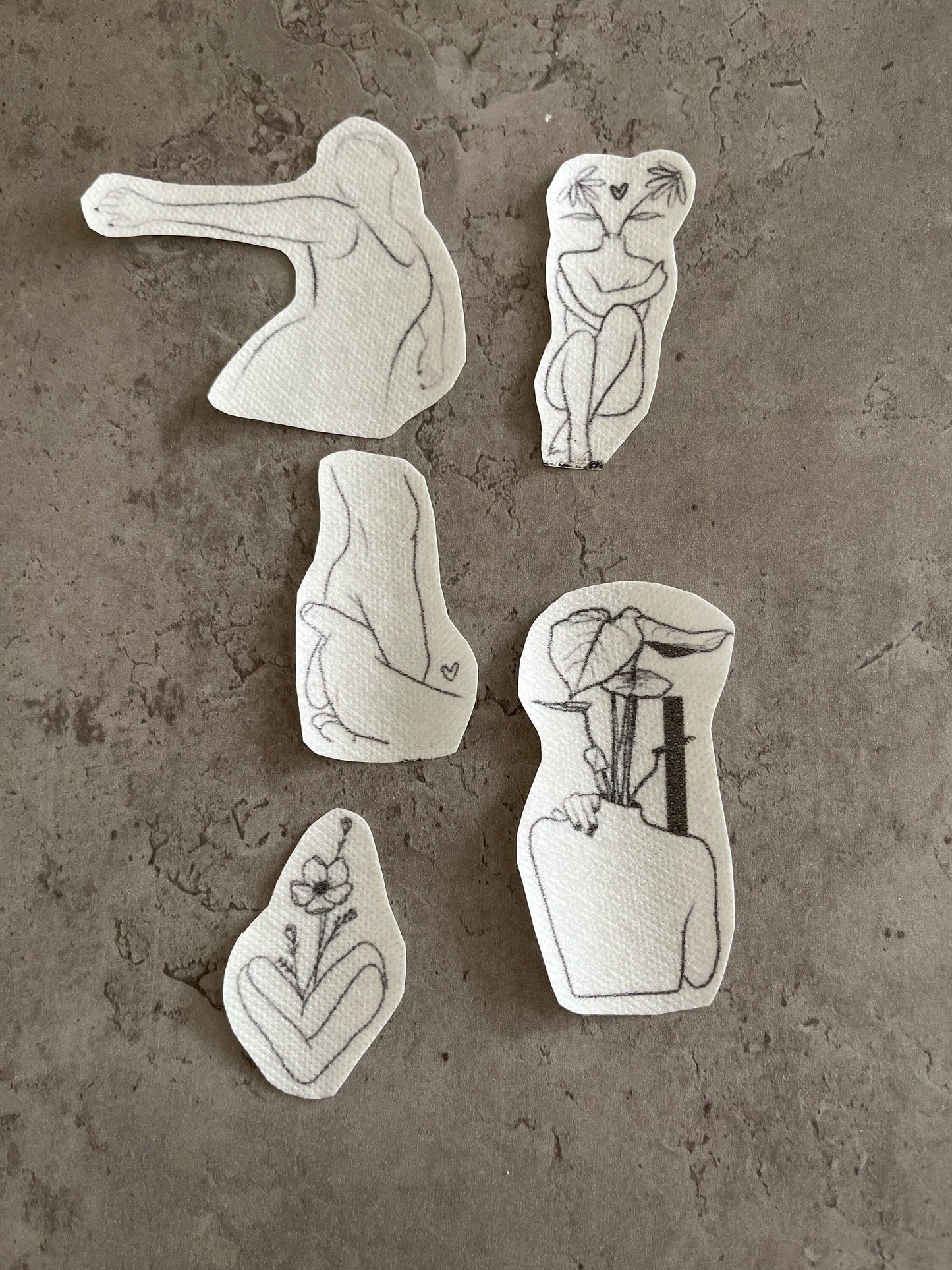 Female figures Stick and Stitch stickers | Embroidery stickers |Hand embroidery stickers | Water soluble stickers| Solvy stickers