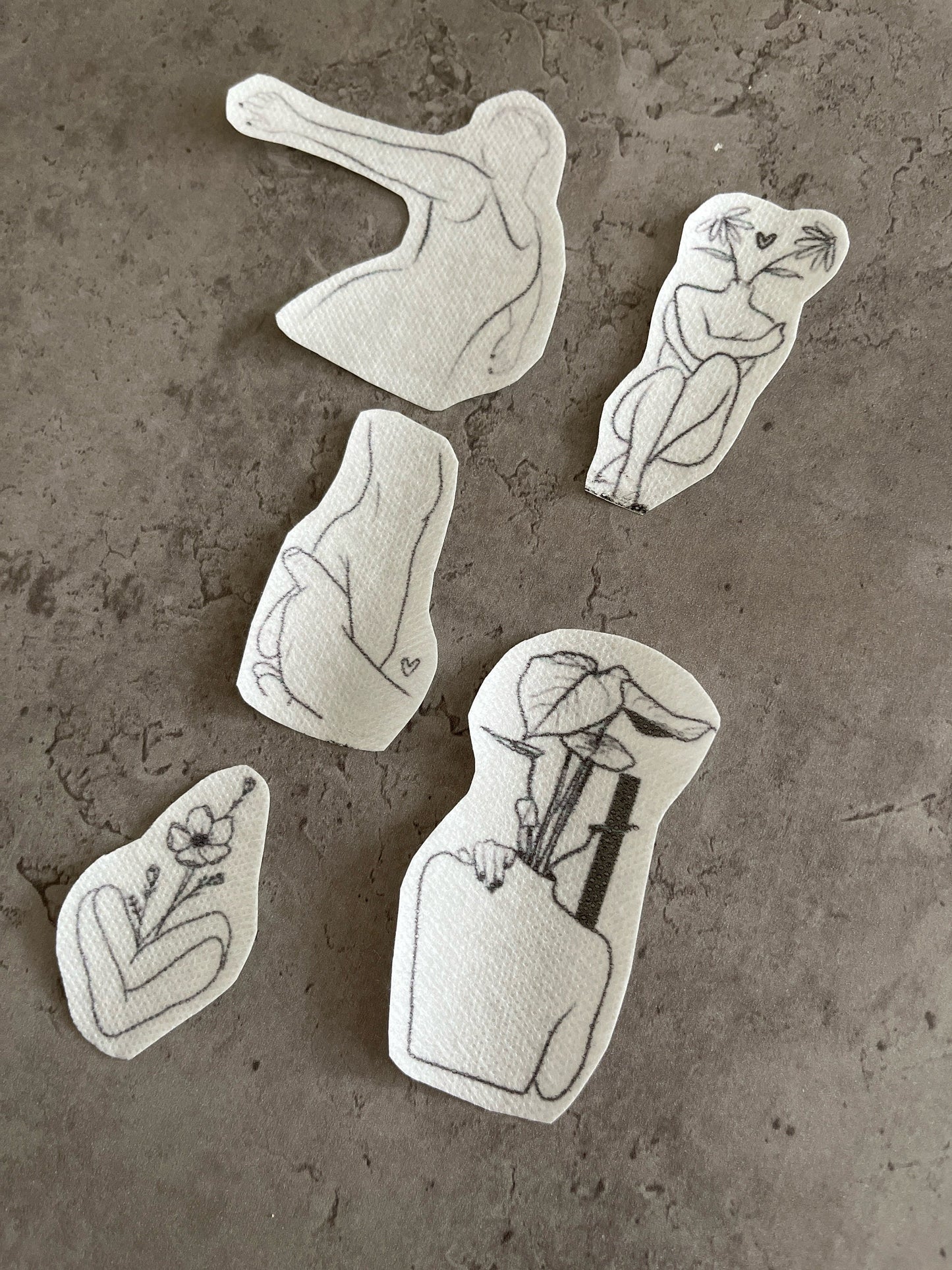 Female figures Stick and Stitch stickers | Embroidery stickers |Hand embroidery stickers | Water soluble stickers| Solvy stickers