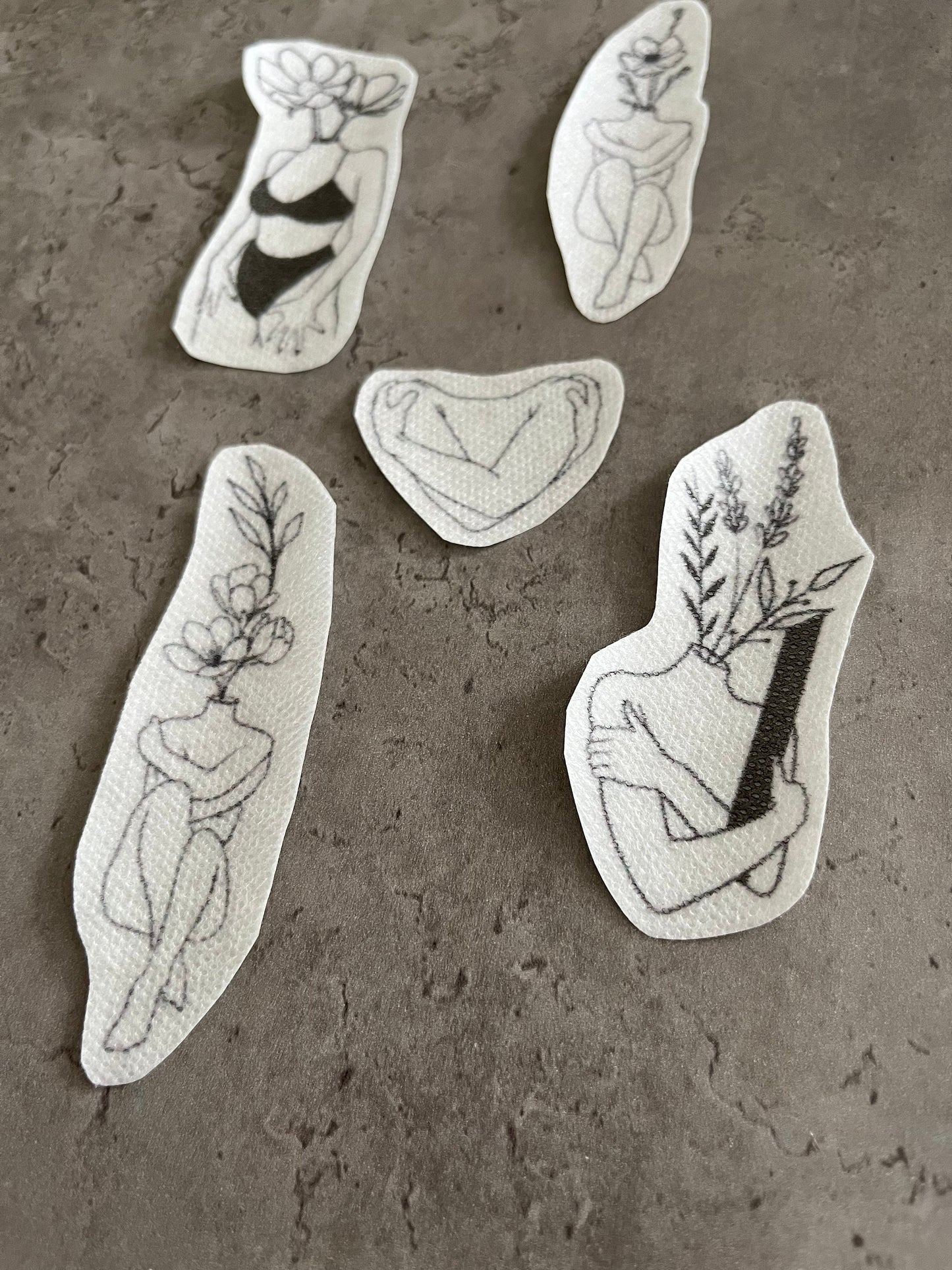 Female figures Stick and Stitch stickers | Embroidery stickers |Hand embroidery stickers | Water soluble stickers| Solvy stickers