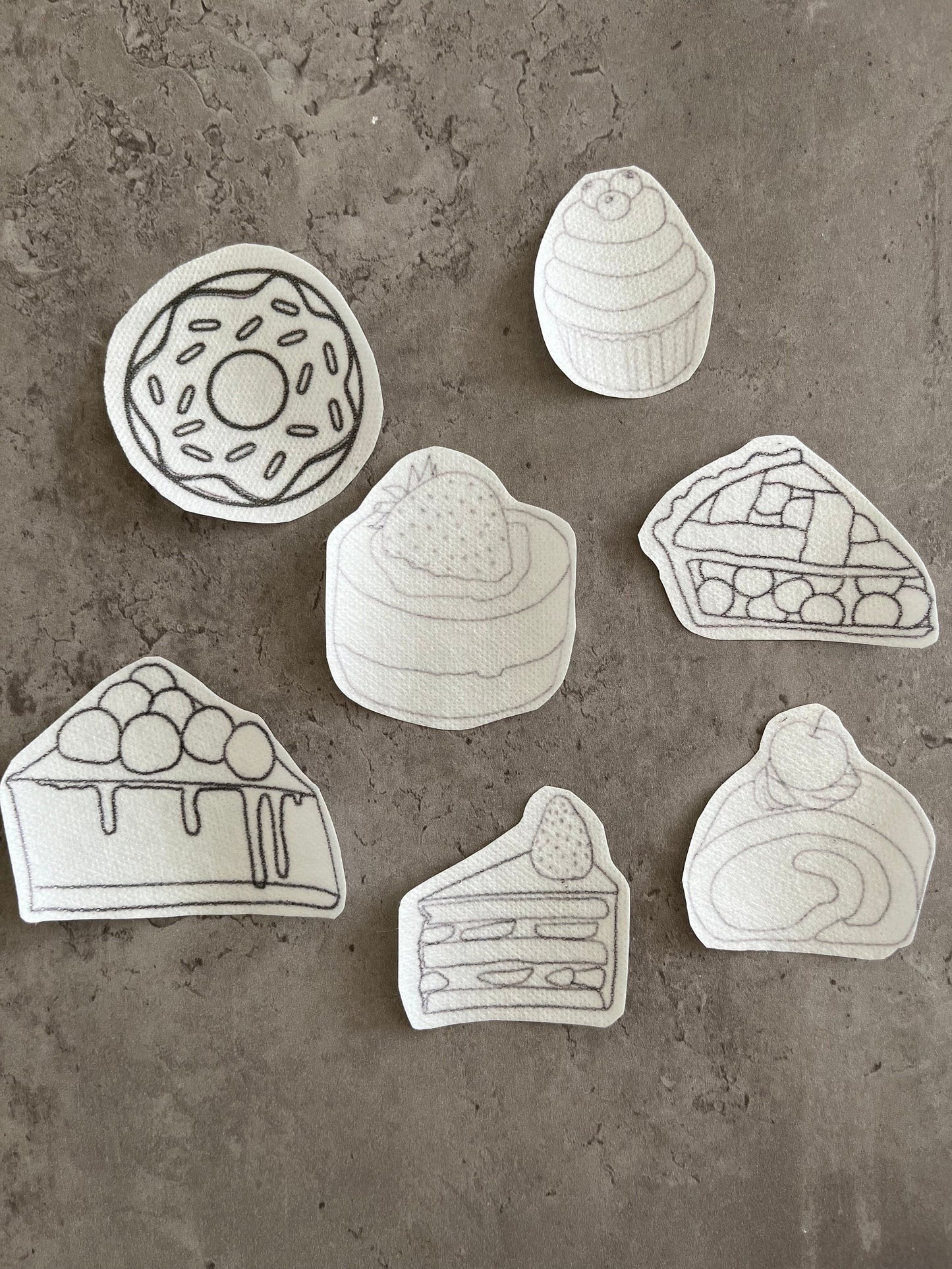 Sweets and desserts Embroidery stickers | Hand embroidery stickers| Stick and stitch embroidery | Water-soluble stickers