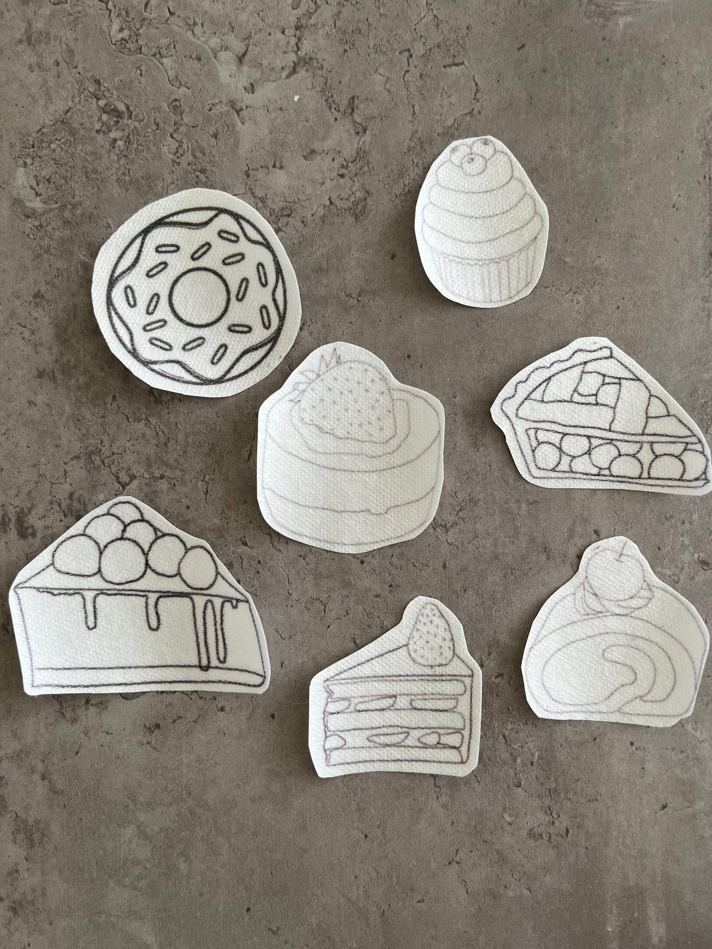 Sweets and desserts Embroidery stickers | Hand embroidery stickers| Stick and stitch embroidery | Water-soluble stickers