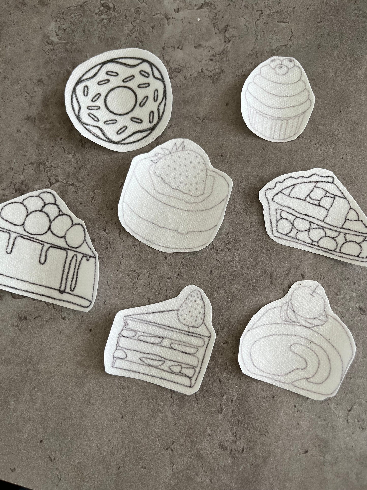 Sweets and desserts Embroidery stickers | Hand embroidery stickers| Stick and stitch embroidery | Water-soluble stickers