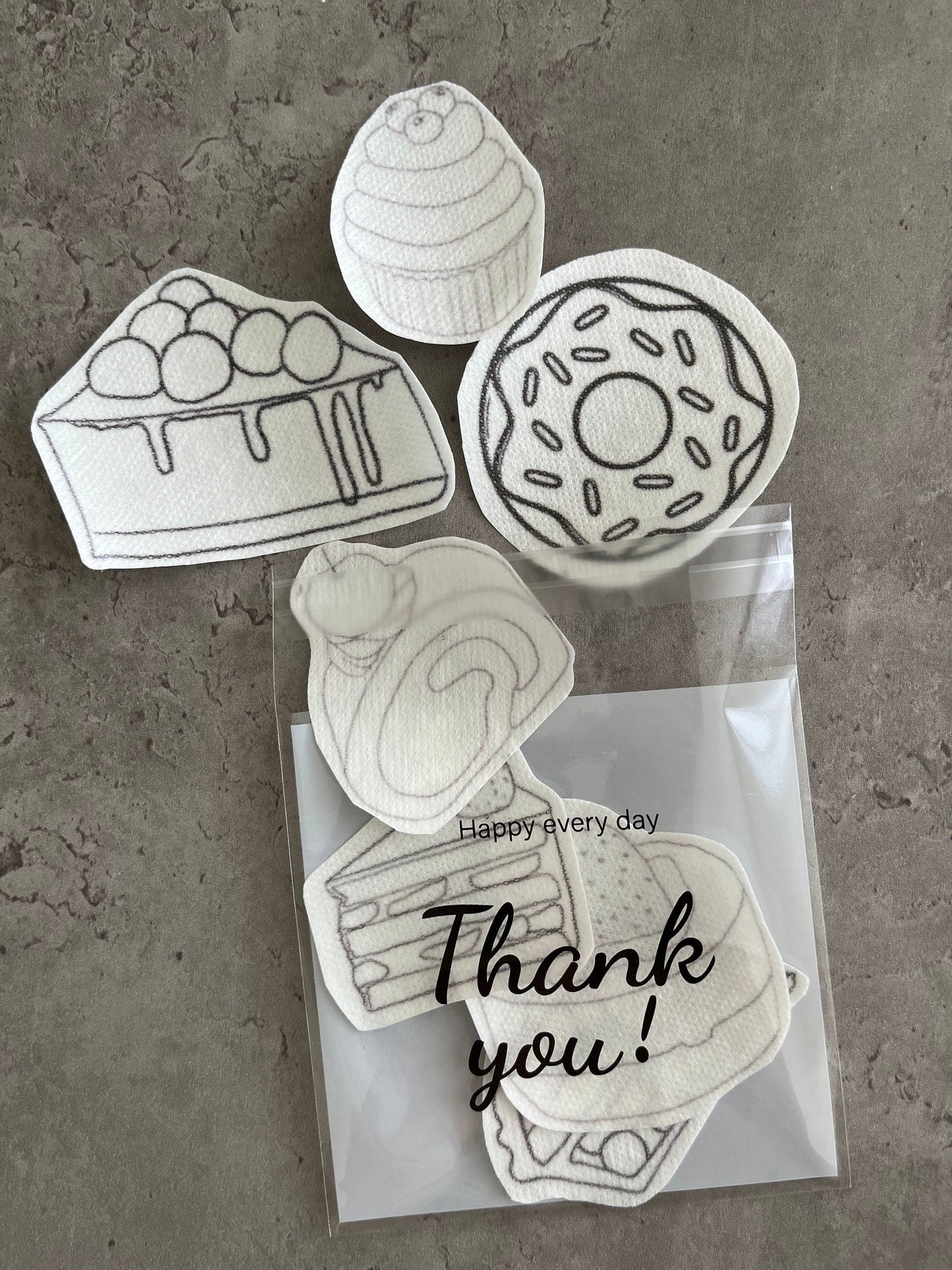 Sweets and desserts Embroidery stickers | Hand embroidery stickers| Stick and stitch embroidery | Water-soluble stickers