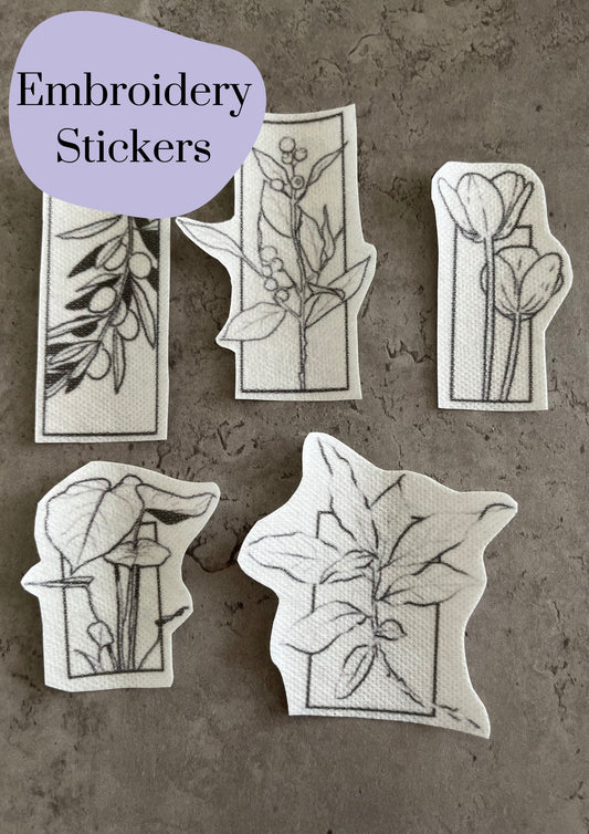 Floral Embroidery stickers | Heart embroidery stickers| Stick and stitch embroidery | Water-soluble stickers