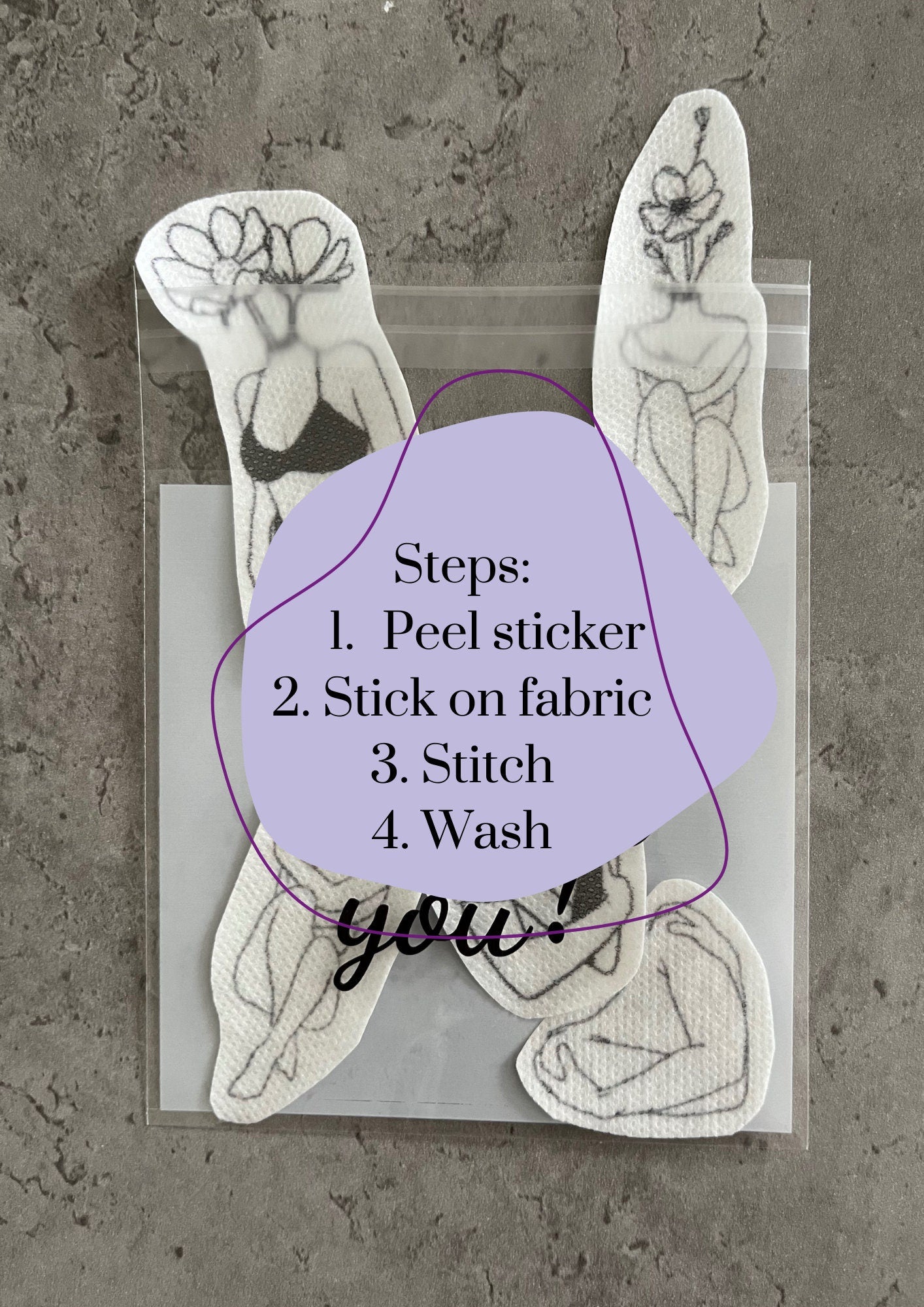 Female figures Stick and Stitch stickers | Embroidery stickers |Hand embroidery stickers | Water soluble stickers| Solvy stickers