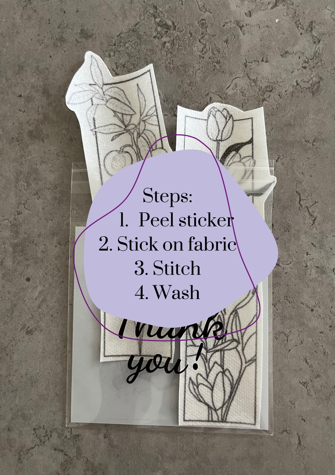 Floral Embroidery stickers | Heart embroidery stickers| Stick and stitch embroidery | Water-soluble stickers