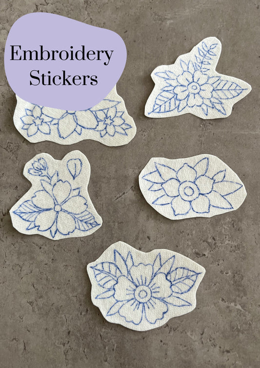 Floral Stick and Stitch stickers | Embroidery stickers |Hand embroidery stickers | Water soluble stickers