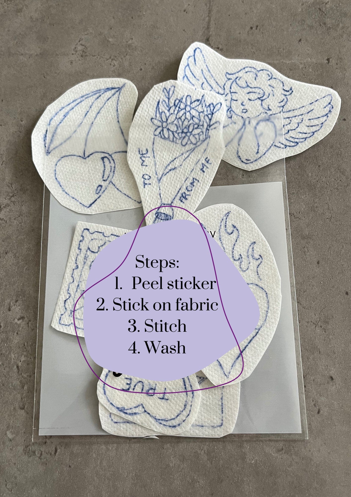Trendy Water soluble stickers | Hand embroidery stickers | Embroidery stickers | Stick and stitch stickers