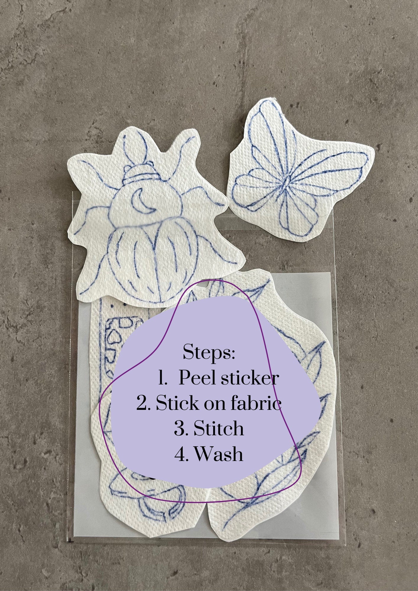 Water soluble stickers | Solvy stickers | Hand embroidery stickers | Stick and stitch stickers | Embroidery stickers