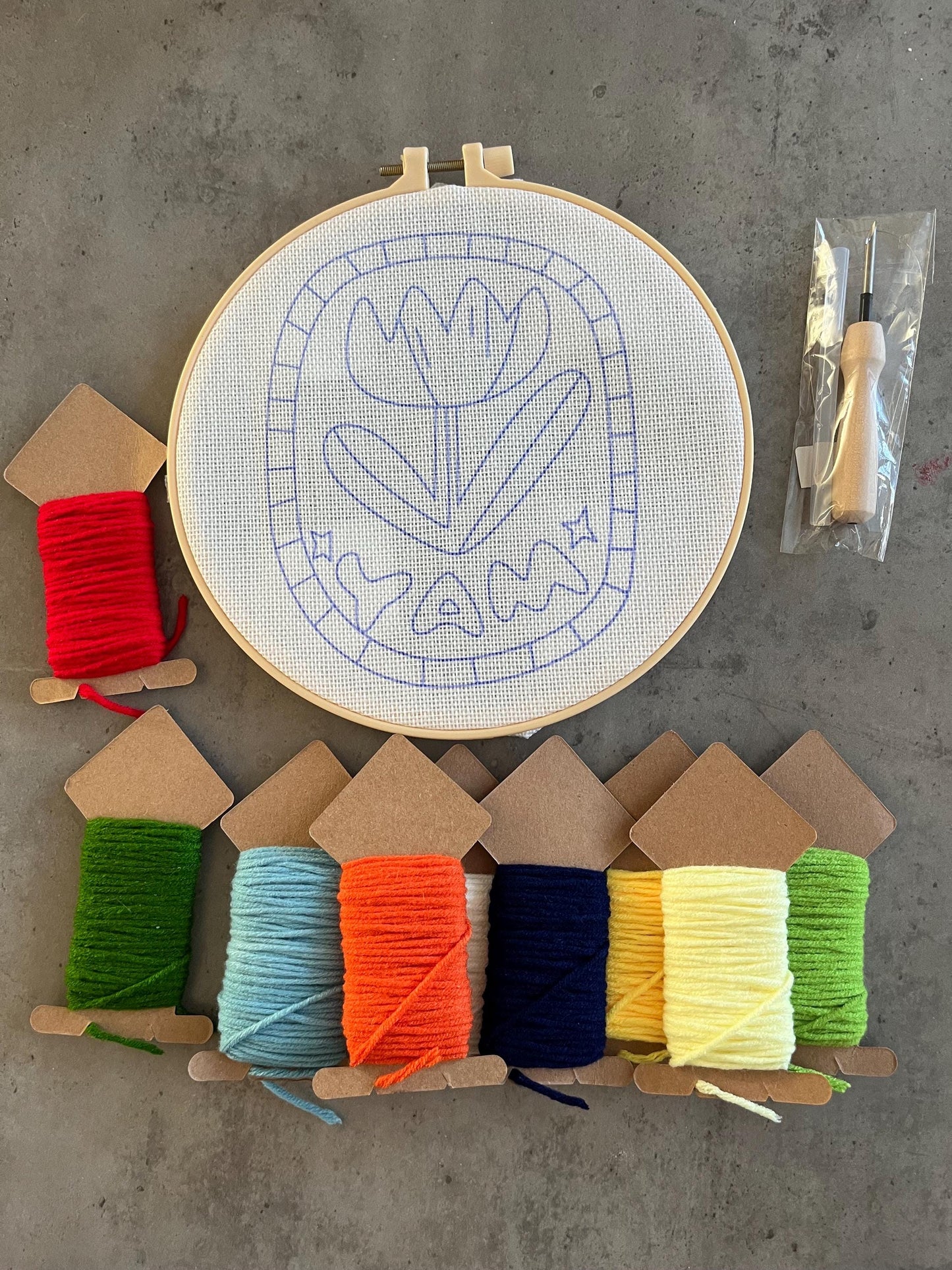 Punch Neele Kit| Flower Punch Needle Kit| DIY kit | Punch Needle Tool | Craft Kit
