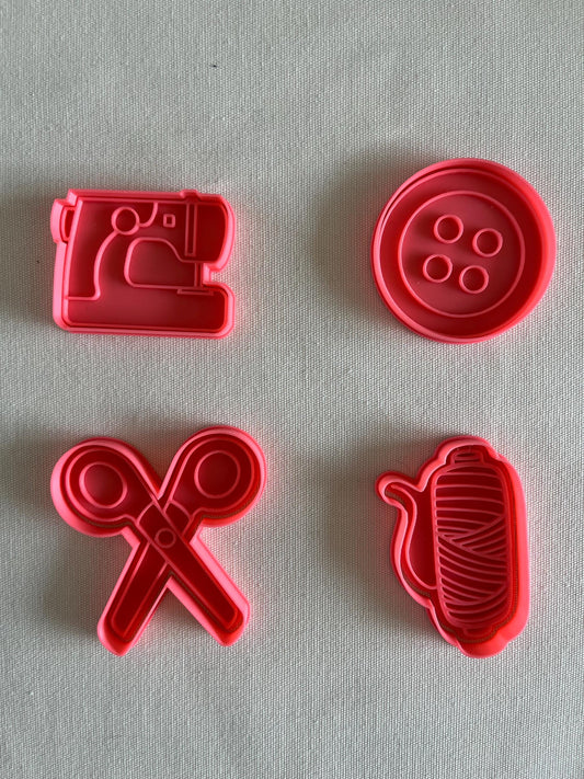 Sewing cookie cutters | Embroidery cookie cutters | Cookie cutter set embroidery machine, scissor, thread spool, button