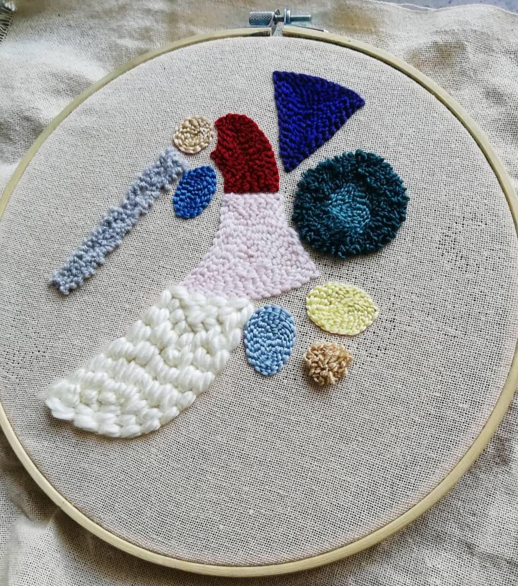 Hand Embroidered hoop with an abstract design - Indie's Little Crafts