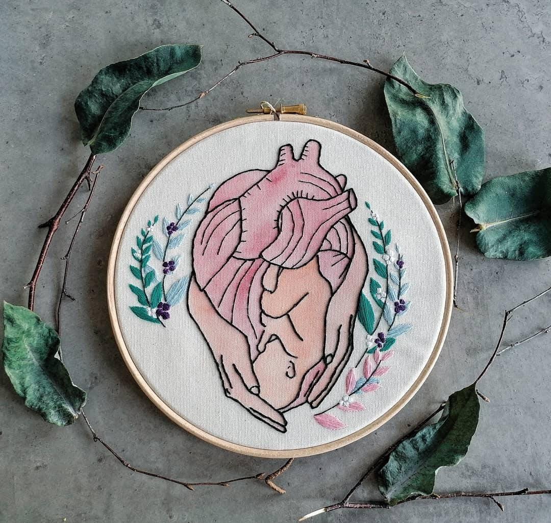 Hand embroidered hoop " Birth" - Indie's Little Crafts