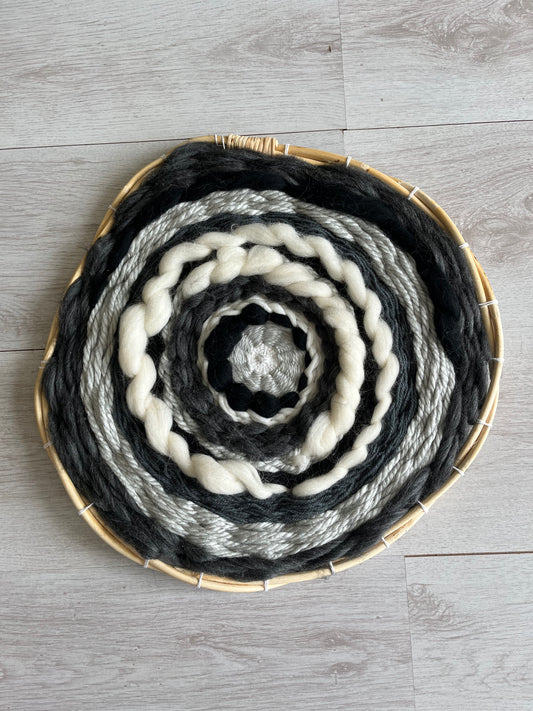 Black,white and grey circular weaving