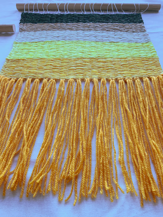 Yellow tapestry weaving - Indie's Little Crafts